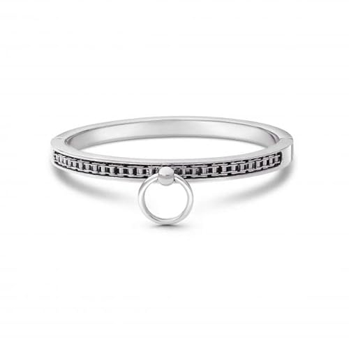 Mens-Shop24 Massiver Edelstahl Halsreif Halsband Halskette Erotik Punk Gothic SM Szene mit O-Ring und Kette Biker (Innen Ø 110 mm)