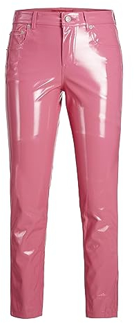 JJXX Damen JXBERLIN Slim HW Faux Leather Pants SN Hose, Carmine Rose/Detail:Shiny, L