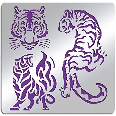 FINGERINSPIRE Tiger-Metall-Journal-Schablone Malvorlage Edelstahl Multifunktionaler Planer Notizbuch-Schablonen-Vorlagen für Heimwerken Gravieren Malen Scrapbooking
