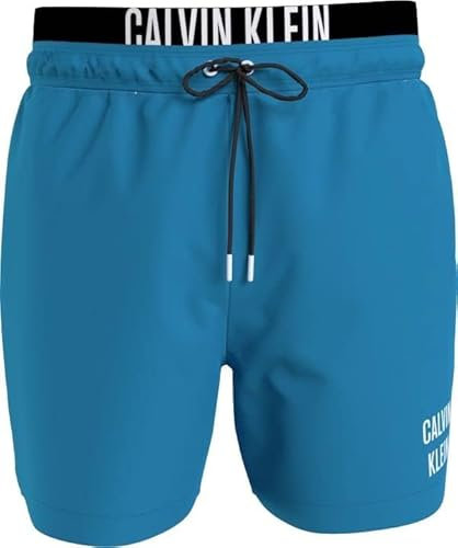 Calvin Klein Short De Bain Homme Medium Double WB Long, Bleu (Clear Turquoise), S
