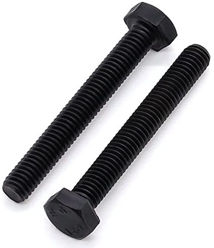 Lot de 8 boulons hexagonaux noirs M8-1,25 x 50 mm, alliage d'acier de qualité 12,9, finition oxyde noir, filetage complet, filetage grossier UNC