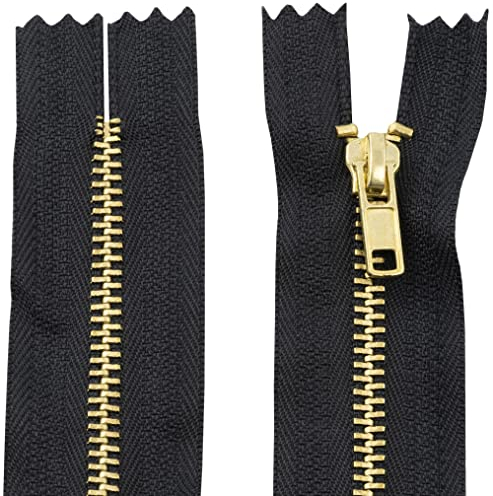 AERZETIX - C61224-2er-Set nicht trennbare Reißverschlüsse 12 cm aus metall - zipper - Farbe Schwarz - nähzubehör lederwaren etuis röcke kleider hosen kurzwaren