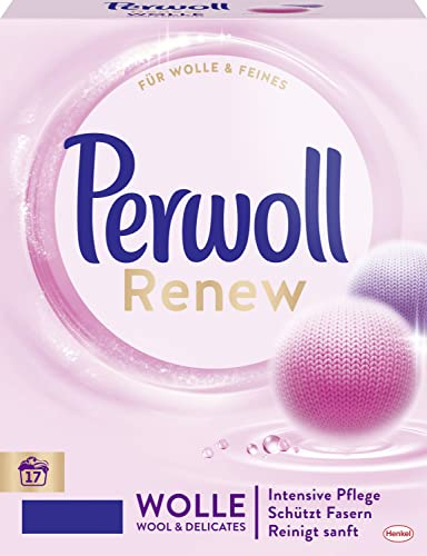 Perwoll Renew Wolle Waschpulver (17 Wäschen), Feinwaschmittel für Wolle, Kaschmir & Seide, Wollwaschmittel glättet Fasern & verhindert Knötchen
