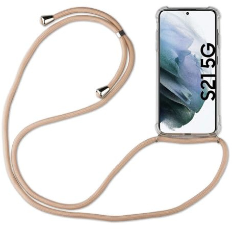 Hülle Kompatibel mit Samsung Galaxy S23 | Handykette Smartphone Halskette Hülle mit Band | Handyhülle mit Kordel zum Umhängen Kompatibel für Galaxy S23 | Beige/Braun