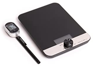 KitchenAid 2pc Digital Kitchen Tool Set, Digital Glass Top Kitchen Weighing Scales & Pivoting Instant Read Digital Thermometer