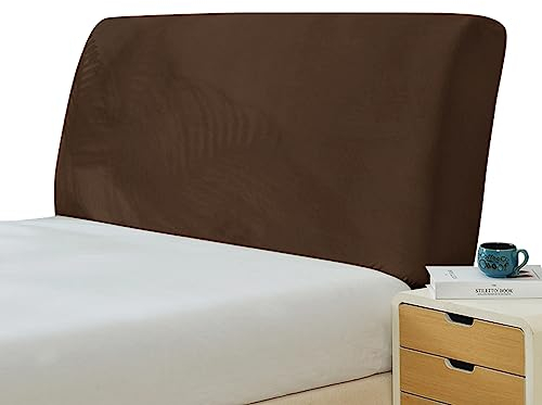 GEBIN Bettkopfteil Hussen, Bett Kopfteil Bezug, Stretch Bett Kopfteil Schonbezug, Staubdichte Schutzhülle für gepolsterte Schlafzimmer Kopfteil, Samt Stoff (Braun,200-220cm)