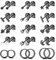 FIOROYAL 15 Pairs Black Stud Earrings - Surgical Steel, 14K Gold Plated, Flat Back, Tiny Ball Star & Helix Cartilage Hoop Earrings for Women
