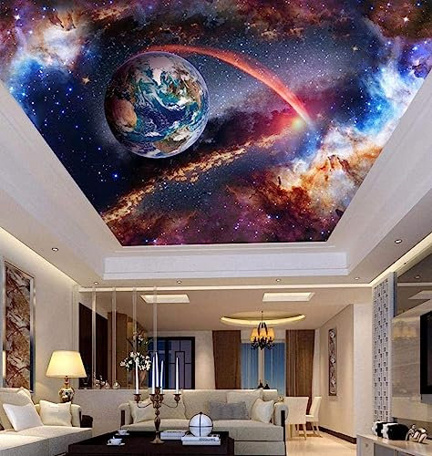 GIVLWF Papier Peint Panoramique de Espace Extra-atmosphérique De L'univers, Univers Céleste Terre Poster Murale Intissé - pour Chambre Salon Décoration Murale 450 x 315 cm