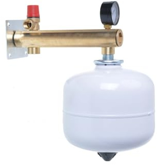 Aqbau® Set Membran Ausdehnungsgefäß 5 Liter mit Sicherheitsgruppe Messing für Trinkwasser Druckausgleichsbehälter Ausgleichsbehälter Weiss Druckbehälter Membran Für geschlossene Kreislauf