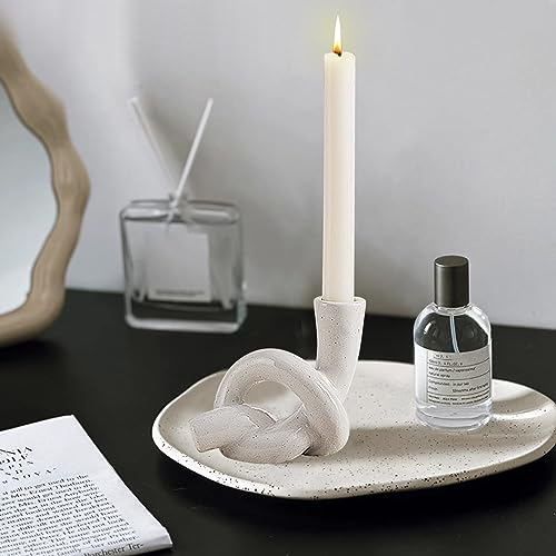 ACAREY Kerzenständer Kerzenhalter Keramisch Teelichthalter Moderne Abstrakte Kunst Deko Figure Kerzenhalter Dekorationen für Tischdeko, Hochzeit, Abendessen, Gartenparty, Kaminsims (Weiss)