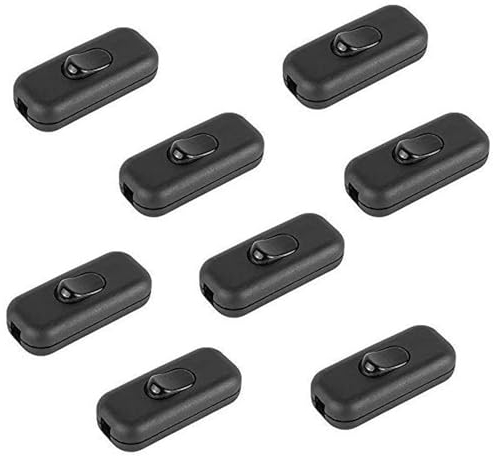 Zwischenschalter 6A 2-polig und 3-polig, Schnurschalter für Kleingeräte oder Lampen, schwarz - 8 Stück