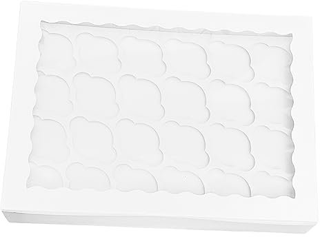 FAVES' CRAFT N MORE 24 Hole CupCake Box White Cupcake Boxes with Window and removable Inserts 24 Cupcake Box for Cupcakes and Muffins, 43.18 x31.75x9cm (1)