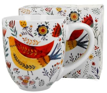 DUO KUBKI XXL Becher 1000 ml COLORFUL BIRD New Bone China Porzellan