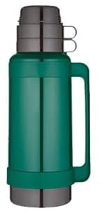 Ther-mos Mondial 1 Litre Hot Cold Tea Coffee Drink Travel Vacuum Flask Spill Proof with Handle & Lid Double Walled Insulated (Green, 1 Litre)