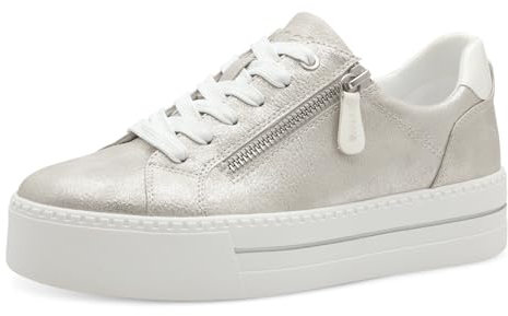 Jana Damen Plateau Sneaker mit Reißverschluss Vegan, Silber (Silver), 42 EU