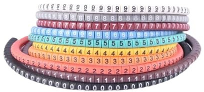 GSCLZ Kabelbeschriftung 500 STÜCKE EC-0/1/2/3 Kabeldrahtmarkierer 0 bis 9 for Kabelgröße 1,5/2,5/4,0/6,0 qmm Farbige Nummernröhre Kabelmarkierer Etikettenmarkierung Kabel Beschriftung(EC-2(500PCS))