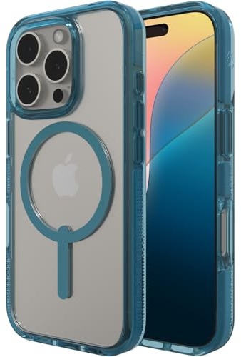 ZAGG Santa Cruz Snap Graphene-Reinforced Case for iPhone 16 Pro [6.3-Inch], MagSafe Compatible, Anti-Yellowing, Scratch-Resistant, Slim Design, Shockproof Phone Back Cover (Retro Blue)