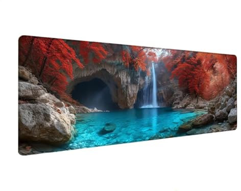 Mauspad Grau XXL 300x800x4 mm, Gaming Mausepad Fallen, Groß Erweiterter Mouse Pad Schreibtischunterlage mit VernäHte Kanten, Gaming Mauspad Groß mit Anti-Rutsch Basis, Mousepad für Gaming, Büro X-9