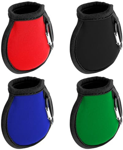 KEAHND 4 Stück Golfbälle Reiniger Tasche,Golfball Reinigungstasche,Golfball-Waschtasche,Golfball-Reiniger Waschtasche,Tragbare Golfball-Waschbeutel,Golf Zubehör,Golf Geschenke,(Schwarz,Rot,Blau,Grün)