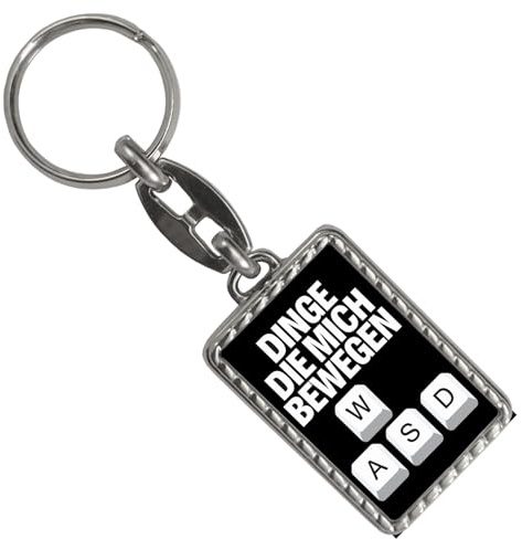speecheese WASD Gamer Schlüsselanhänger mit Bordüre - Dinge die mich bewegen Für Technikfans und Gaming-Events, lustiger Spruch