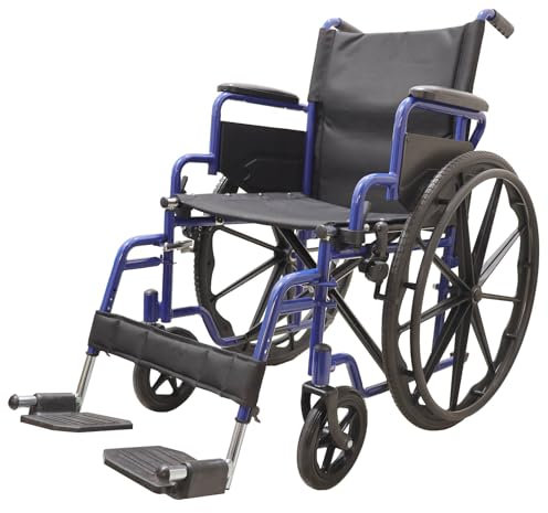 MOBILITY Plus+ Rollstuhl RIO - faltbarer Transportrollstuhl mit Schiebegriffen - Leichter Greifreifen-Rollstuhl - Sitzbreite 50 cm - klappbare Fußstützen & Armlehnen