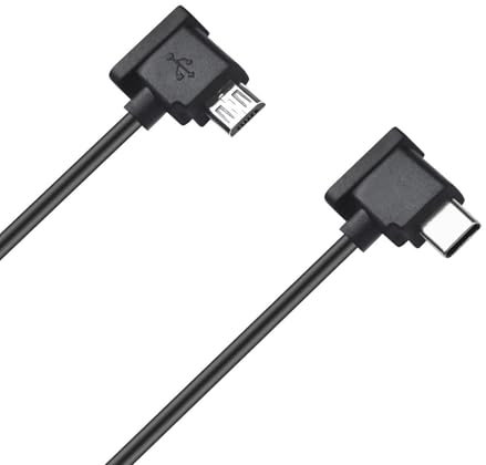 NSGWKZD Micro USB to USB C Cable, Connect DJI Drone, Spark, Mavic Mini to iPhone 15 16 or Other Type-C Smartphone Tablet - OTG Data Charger Cord 90 Degree 1ft