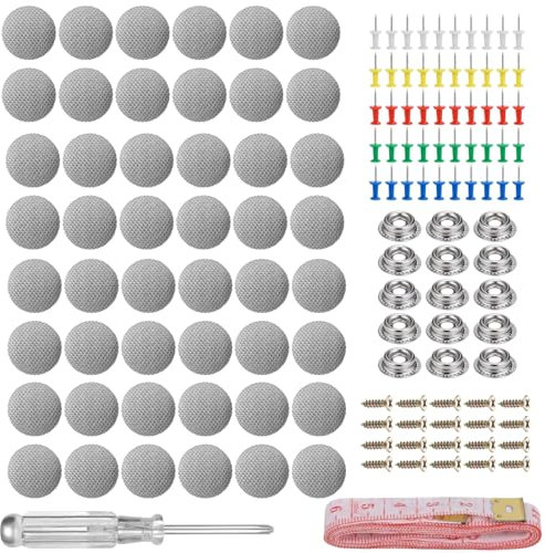 Zocipro 100 Stück Dachhimmel Reparatur Set, Autohimmel Reparatur Set, KFZ Reparatur Nieten, Auto Dach Nieten Knopf,Auto Dachhimmel Reparatur,mit Stecknadeln Schraubendreher Maßband für Alle Autos