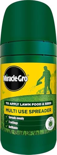 Miracle-Gro Multi Use Spreader – Easy Lawn Care Tool for Grass Seed, Fertiliser, and Salt – Adjustable Settings for Precise Application – Durable and Lightweight Design for Gardens and Pathways