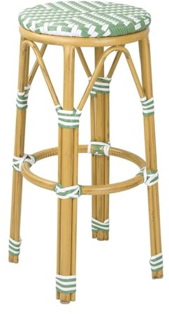 Bolero Parisian Style PE Rattan Bar Stools Light Green, Set 2