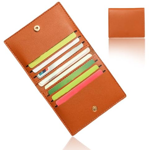 Portacarte, Porta Carte Uomo e Donna, Porta Carte Credito in Pelle Slim, Porta Carte di Credito in PU (Marrone Scuro)