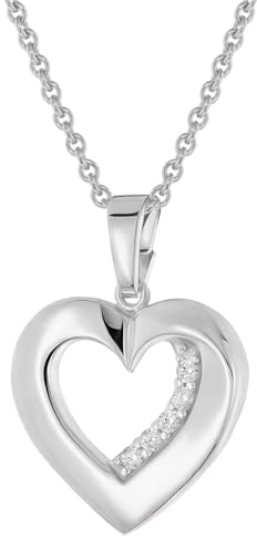 trendor Damen-Halskette Herz 925 Silber Rhodiniert modisches Schmuckstück für Frauen, elegantes Accessoire und schöne Geschenkidee, 28567-45 45 cm