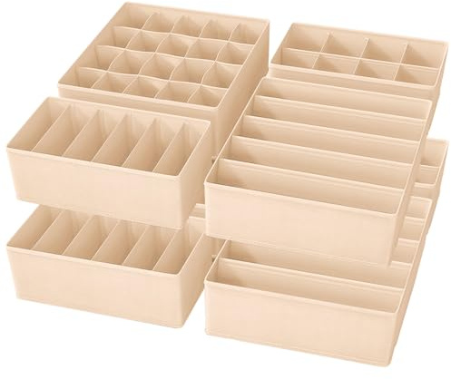 Yucch Set di 8 Organizer per Cassetti Intimo, Divisori Pieghevoli Salvaspazio per Biancheria, Reggiseni, Mutande, Calzini e Cravatte, Rosa