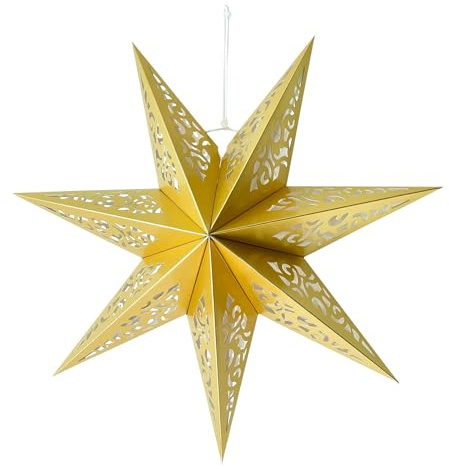 45cm Papiersterne zum Aufhängen, Papier Lampenschirm Gold für Weihnachten | Dekorativer Papier-Stern, Hängeornament fürParty, Heimdekoration