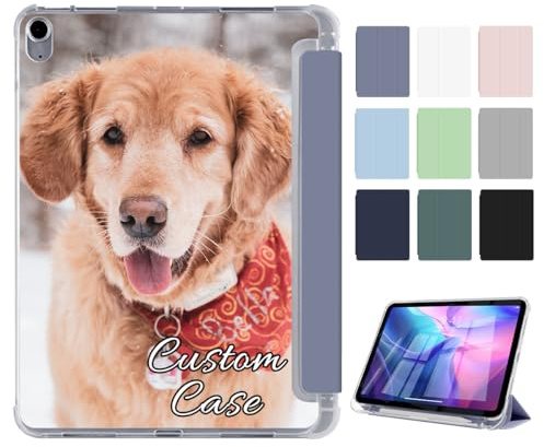 Custom Case for iPad mini 5 2019/Mini 4 2015 (5th/4th Generation 7.9 inch) Personalized Design Photo Logo Picture Text Clear Slim Stand Flip Folio Protective Cover with Pencil Holder Auto Wake/Sleep