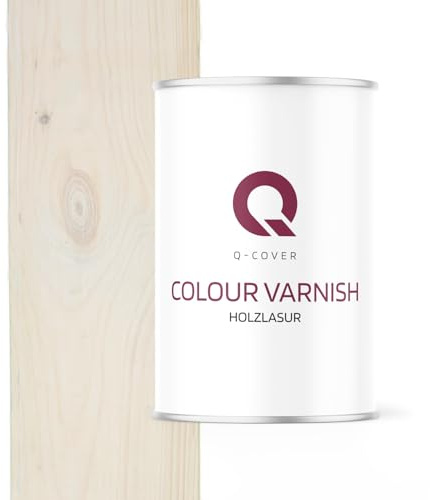 Q-COVER Holzlasur Weiß 9003 1 L Satin – Silikonharz, Holzlasur, Innen & Außen, Filmbildend, Alle Holzarten, Zaun, Terrasse