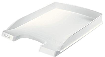 Leitz Briefkorb Flach A4, 10er Pack, Briefablage in Premium-Qualität, Stapelbares Ablagefach als Schreibtisch-Organizer, Kombinierbar mit Plus-Serie, Weiß, 52370001