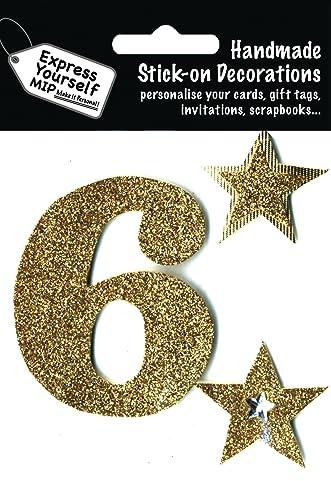 Express Yourself DIY, self Adhesive, Gold 6, Topper - Ideal for Card Making, Scrapbooking, Papercrafts, Childrens Crafts etc