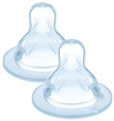 MAM Tétines pour biberon 6+ mois (2 pièces) – Lot de 2 tétines en silicone débit X vitesse ultra-rapide – Tétine plate et ultra-douce pour bébé