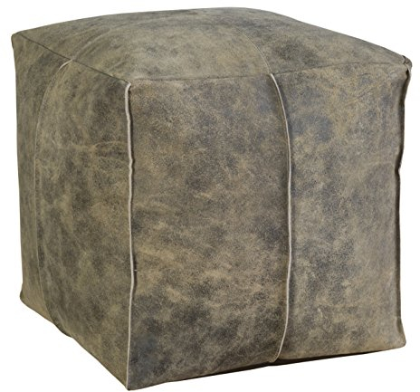 Jute & Co. poufpeqbru Sitzsack Cube, Leder, brüniert, 38 x 38 x 38 cm