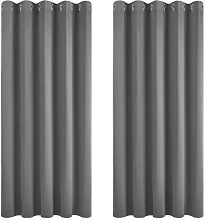 Deconovo Tende Oscuranti Termiche Isolanti con Occhielli per Camera Ragazzi 168x138cm 2 Pannelli Grigio Chiaro