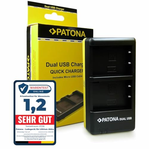 PATONA Dual Ladegerät Micro-USB für Olympus BLS-1 BLS-5 BLS-50 Kamera Akku | Kompaktes Reise-Ladegerät für E-450, OMD E-M10, Stylus 1, E-PL5, E-PL6, E-PL7, E-PL8, E-PL9, E-PL10