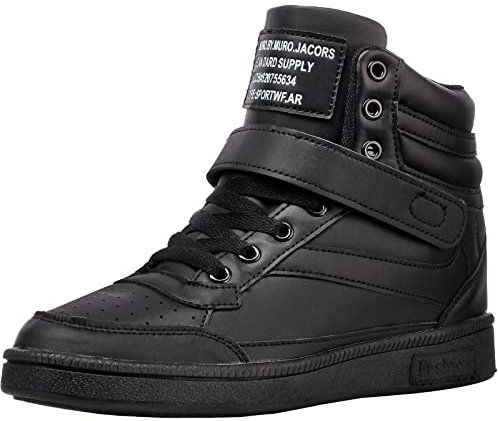 wealsex Basket Montante Compensées Femme Scratch Lacets PU Cuir Chaussure Mode Confort (Noir,40)