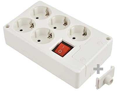 Edp 41221 Base Bipolar 5 Tomas con T/T Lateral con Interruptor Luminoso, 16A 250V, Blanco