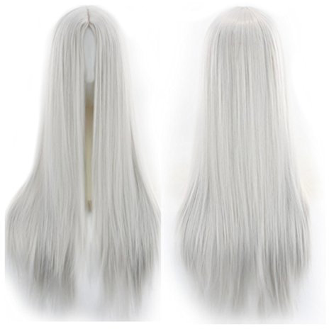 Lalander 75 cm Perücke Cosplay Lange Haare Silber Rise Halloween