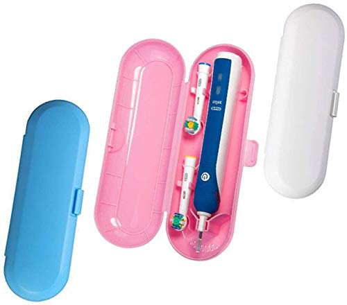 Tangger 3 Stück elektrische zahnbürste etui Reise zahnbürste etui hülle für zahnbürste reiseetui oral b zahnbürsten behälter zahnbürsten Box zahnbürstenbox Zahnbürstenkoffer(Blau, Rosa, Weiß)