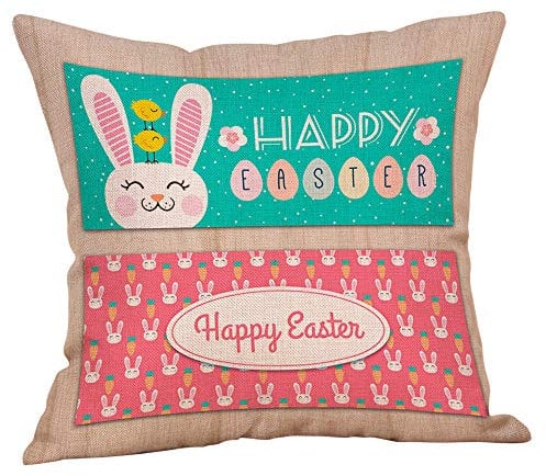 Lazzboy's Kissen Dekokissen Sofakissen Kissenhülle Zierkissen Kopfkissen Kissenbezüge - Ostern Schlafsofa Dekoration Festival Kaninchen (N,Ca 45cm*45cm)