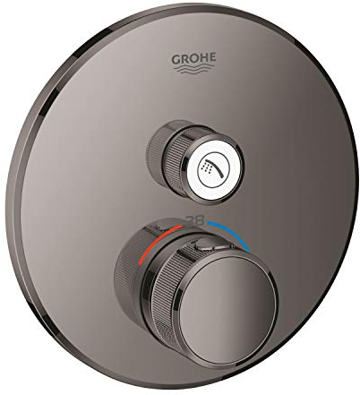 Grohe Grohtherm SmartControl Thermostat mit einem Absperrventil, runde Wandrosette, Farbe: Hartgraphit - 29118A00