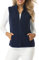 fuinloth Gilet in pile da donna,Termico Senza Maniche Elegante Collare Eretto con Zip e Tasca Blu Marino S