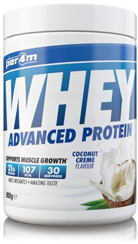 Per4m Protein Whey Powder | 30 Servings of High Protein Shake with Amino Acids | for Optimal Nutrition When Training | Low Sugar Gym Supplements (Coconut Creme, 900g)