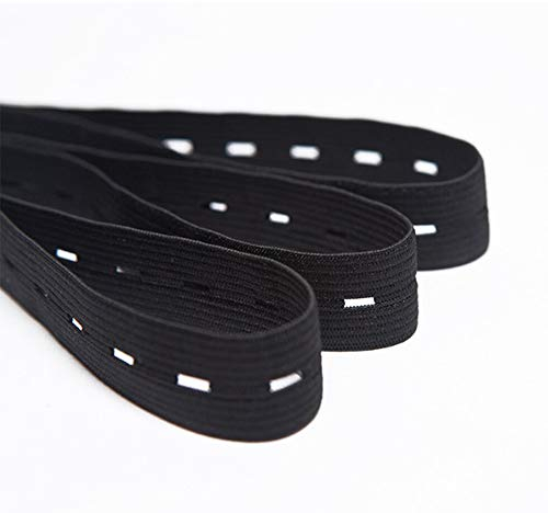 Gummiband mit Knopfloch, Flaches Nähband Elastisches Band, für Nähen,DIY,Umstandsmode,Handwerk Kleidung, Gummibänder Spule Nähband, Schwarz [25 M x 20 mm]